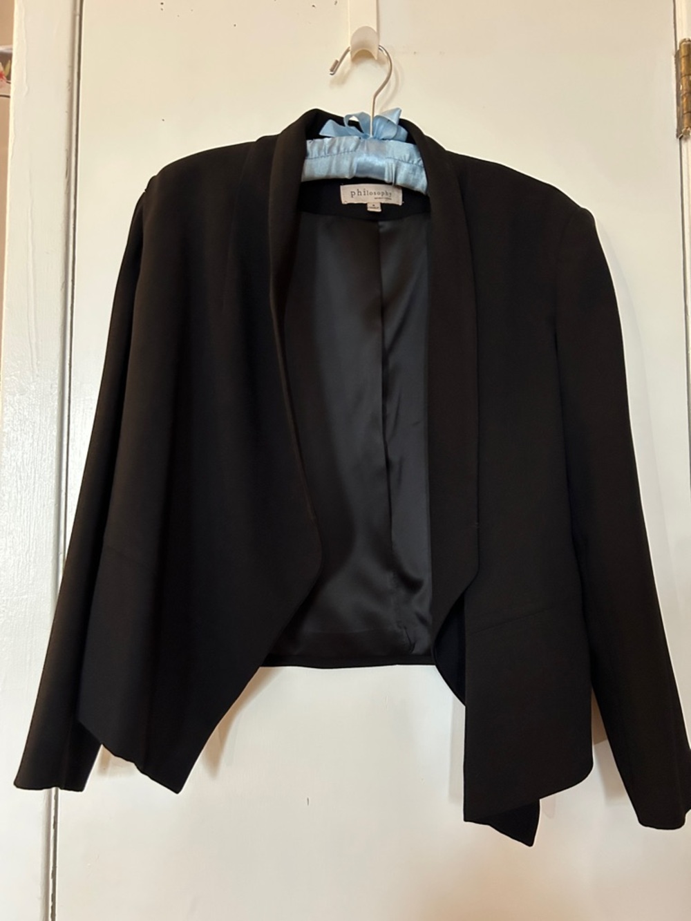 Philosophy Black Draped Open-Front Women's Blazer